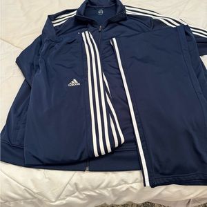 Retro Adidas track suit with 2 pairs of pants. Blue size XL